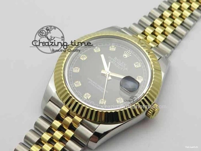 YG Best Edition Diam Maker On DateJust Black Bracelet A2813 BP SS 41mm II Dial Jubilee 0423